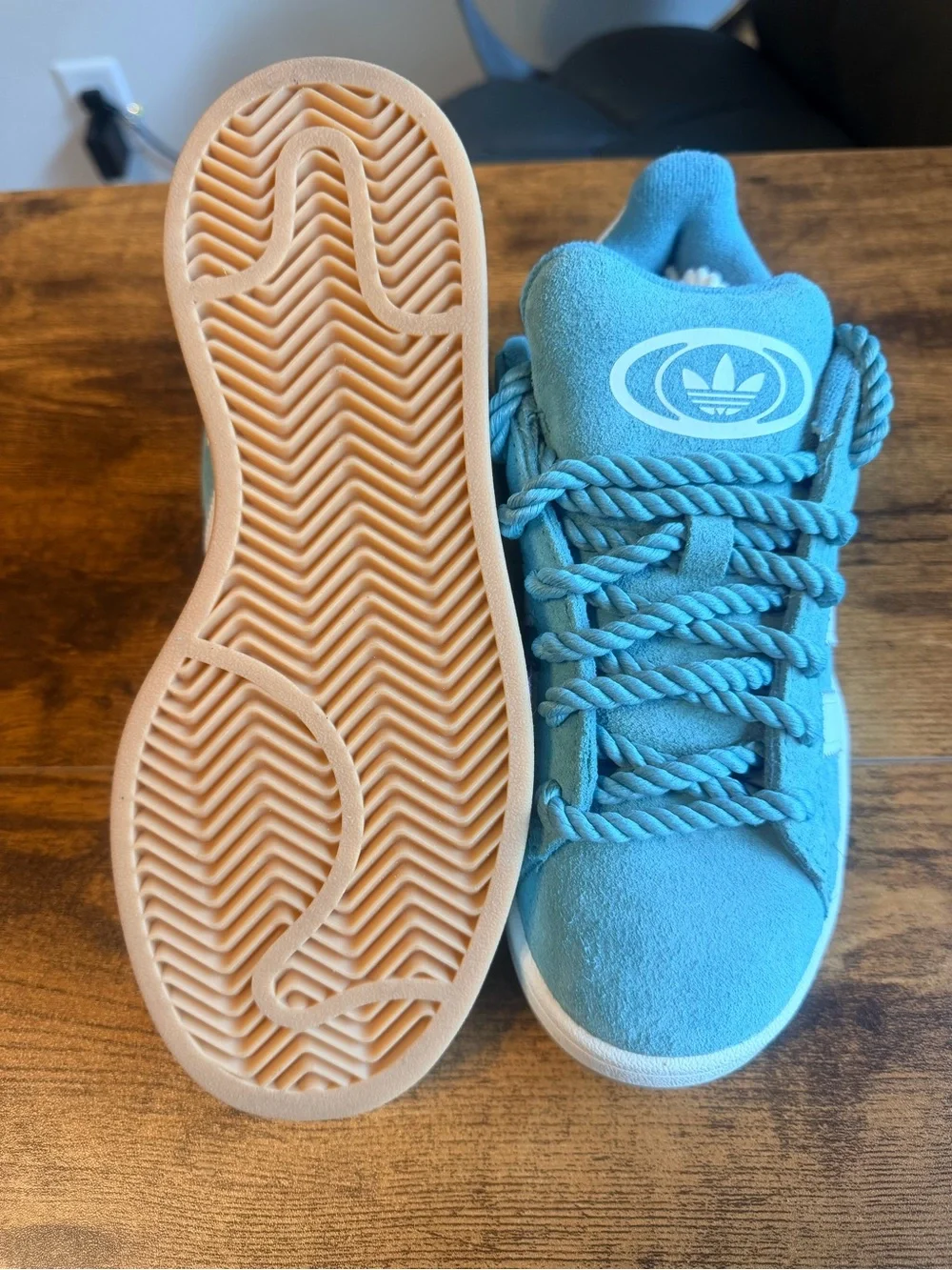 adidas Campus Suede Sneakers in Teal Blue and White 6W